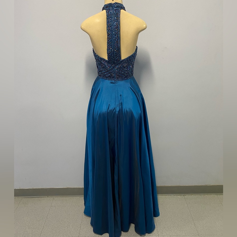 NWT Sherri Hill Elegant Blue Evening Gown Size 4 (Style # 98316) - Picture 3 of 11